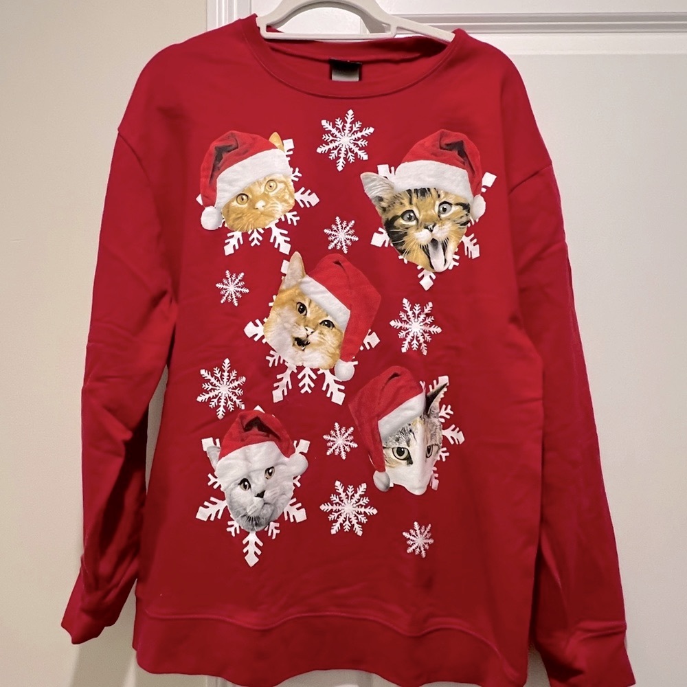 Meowy Christmas Cat Sweater - XL